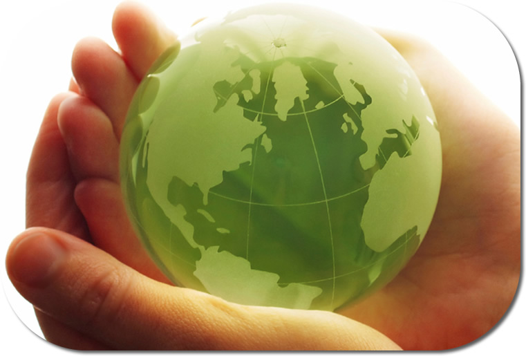 Globe Hands Blue Focus