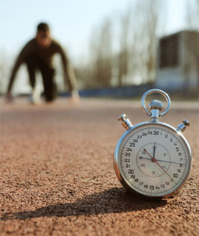runner with stopwatch